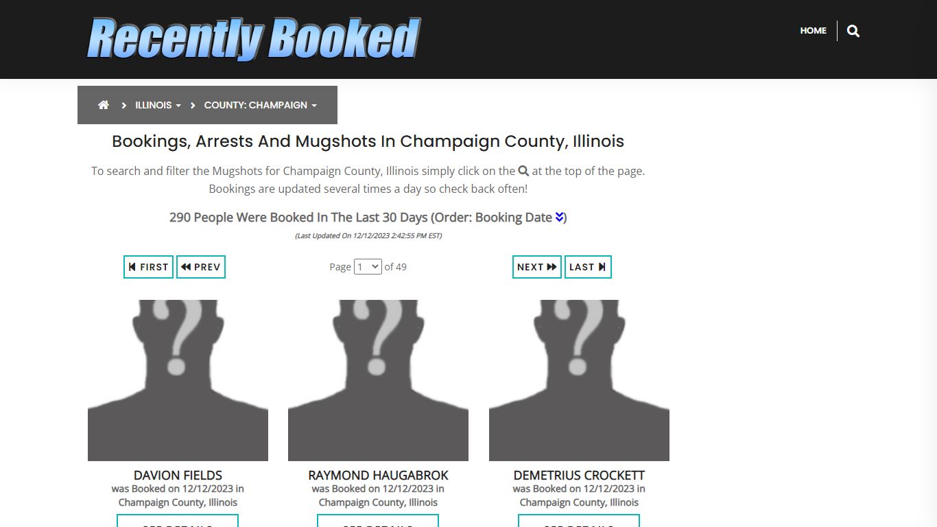 Bookings, Arrests and Mugshots in Champaign County, Illinois